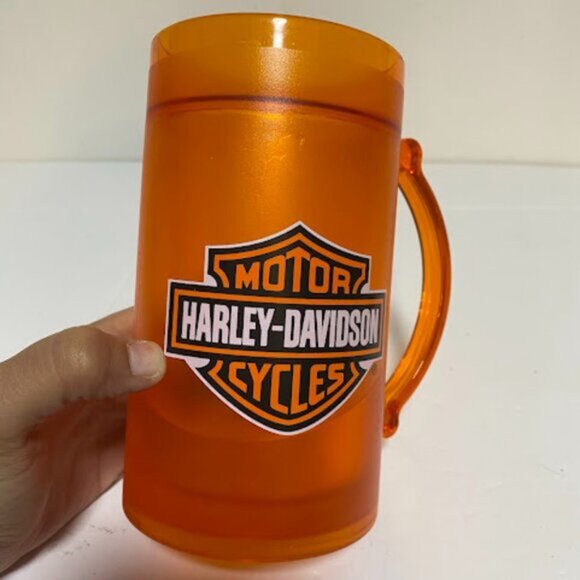 Harley-Davidson Frosty Freezer Mug Orange Plastic Double Wall Beer Stein - Picture 6 of 9